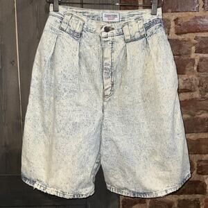 VTG 90’s Mom Jean Shorts Acid Stonewash Striped High Rise 100% Cotton 26x9